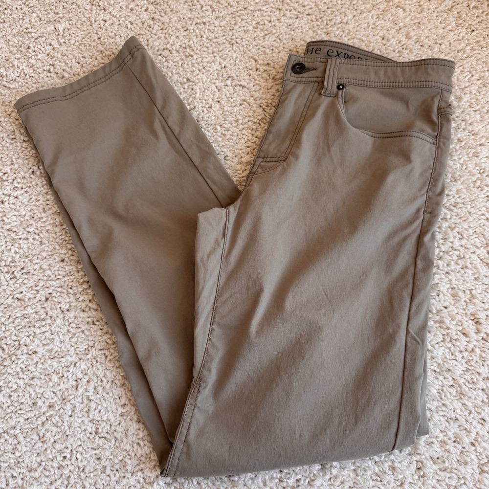 Prana Brion Pants Mens 30x32 Khaki Brown Excellent Slim Fit Stretch Performance